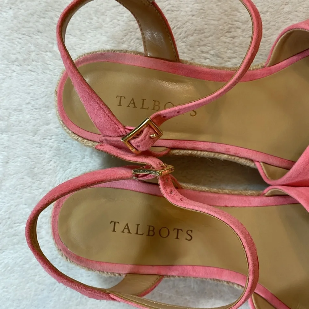 Talbots pink suede knot espadrille Pamela low heel ankle strap sandals Sz 6.5 - Picture 11 of 16